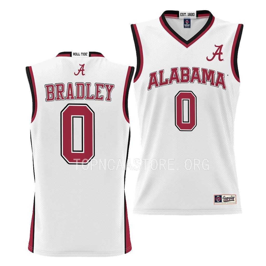 Youth Alabama Crimson Tide Jaden Bradley #0 White NCAA College Basketball Jersey